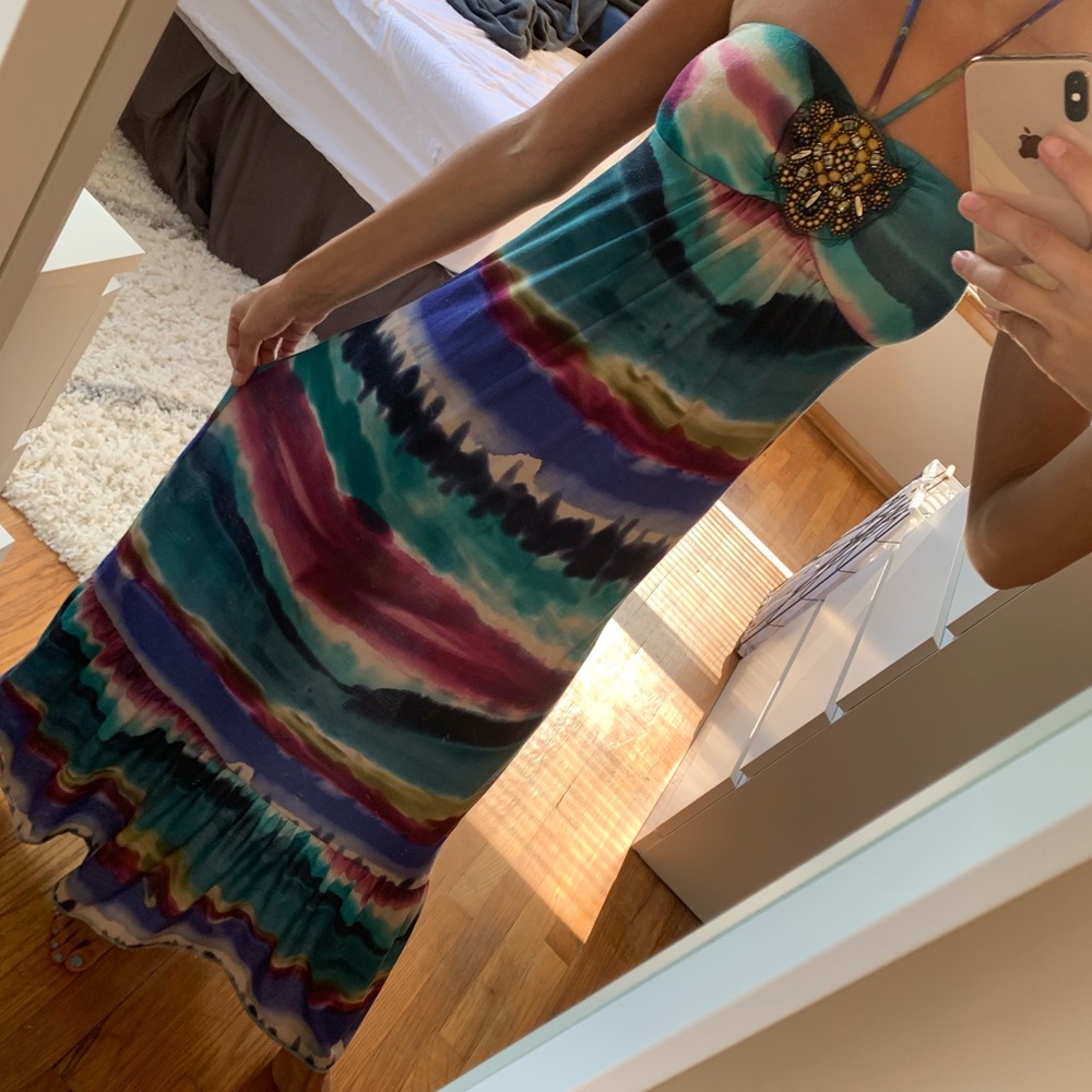 2/$10 ⭐️Printed Maxi Dress Blue and Purple Halter